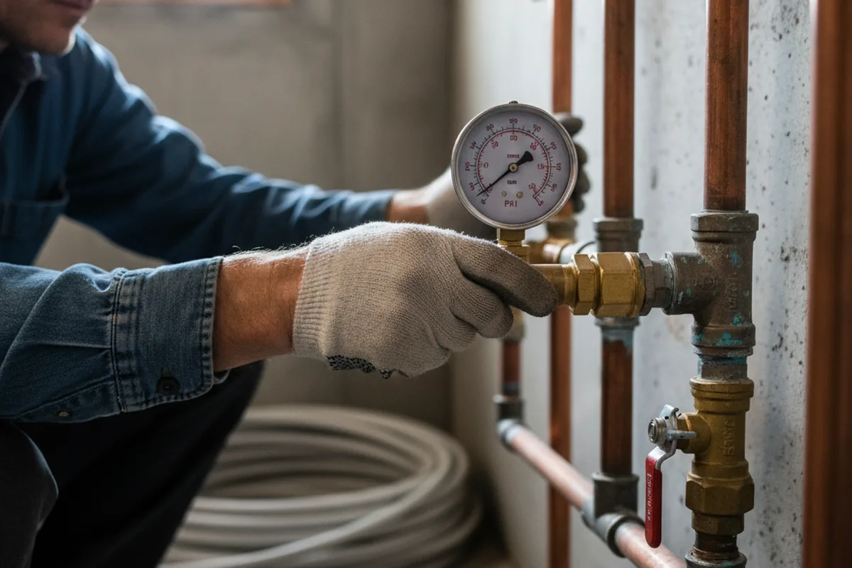 Pressure testing a repaired line during Water Line Repair in Dry Fork